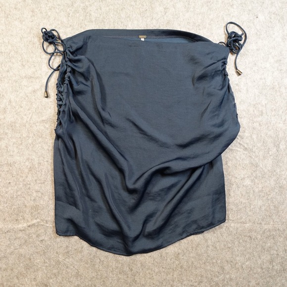 Free People Top Womens Small Hattie Tank Drape Front Navy Blue Tie Straps - Picture 2 of 12